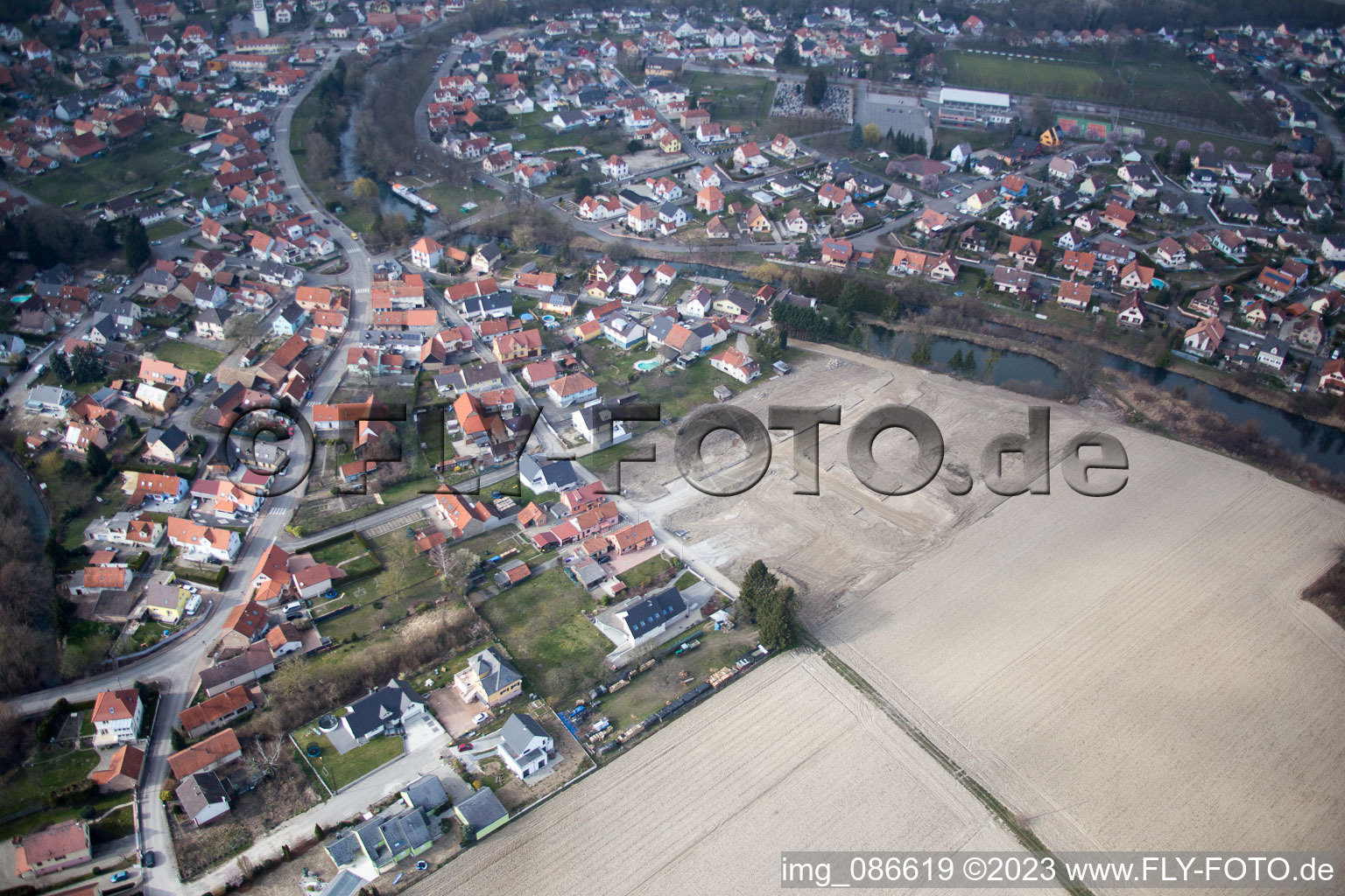 Photographie aérienne de Offendorf dans le département Bas Rhin, France