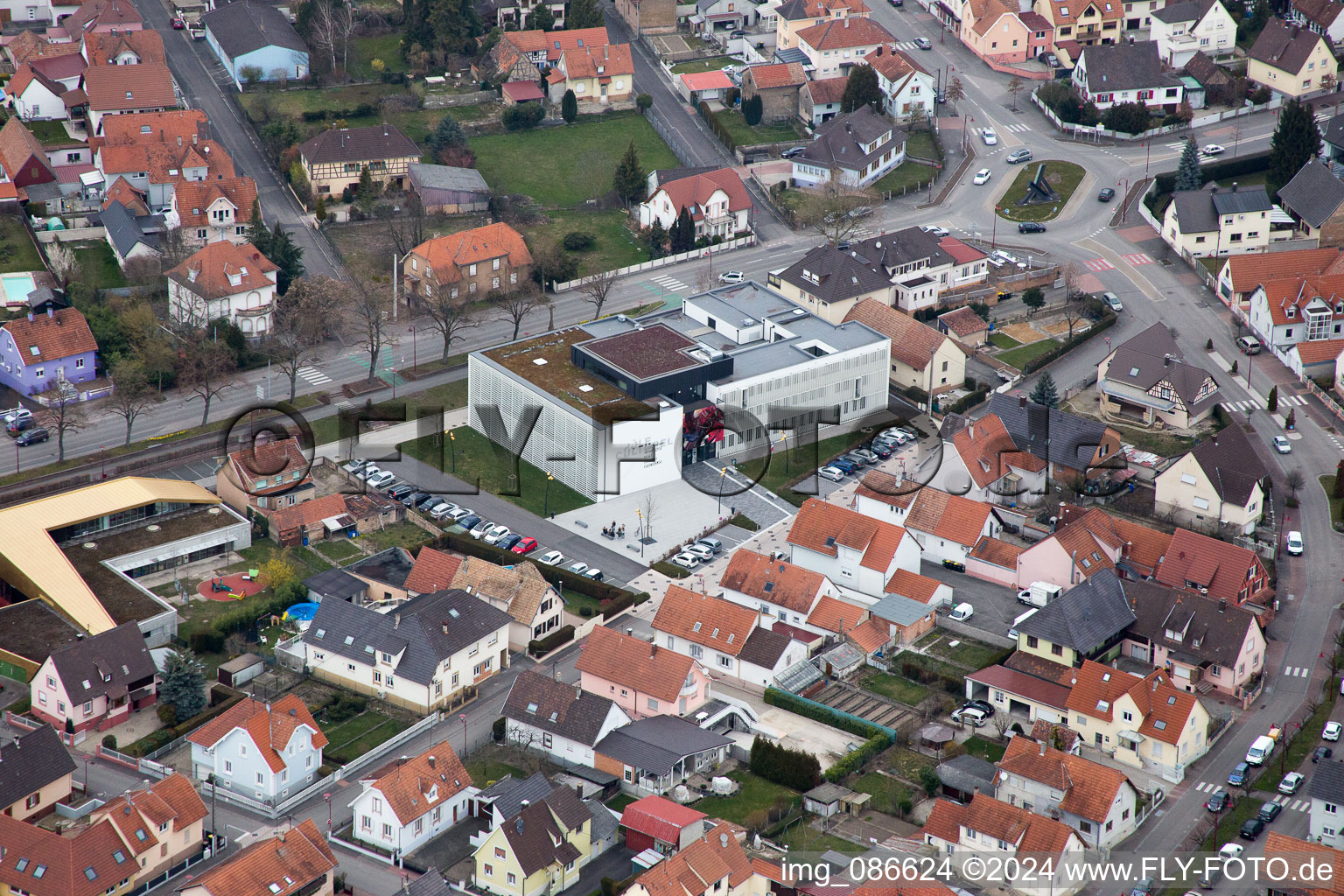 Vue oblique de Drusenheim dans le département Bas Rhin, France