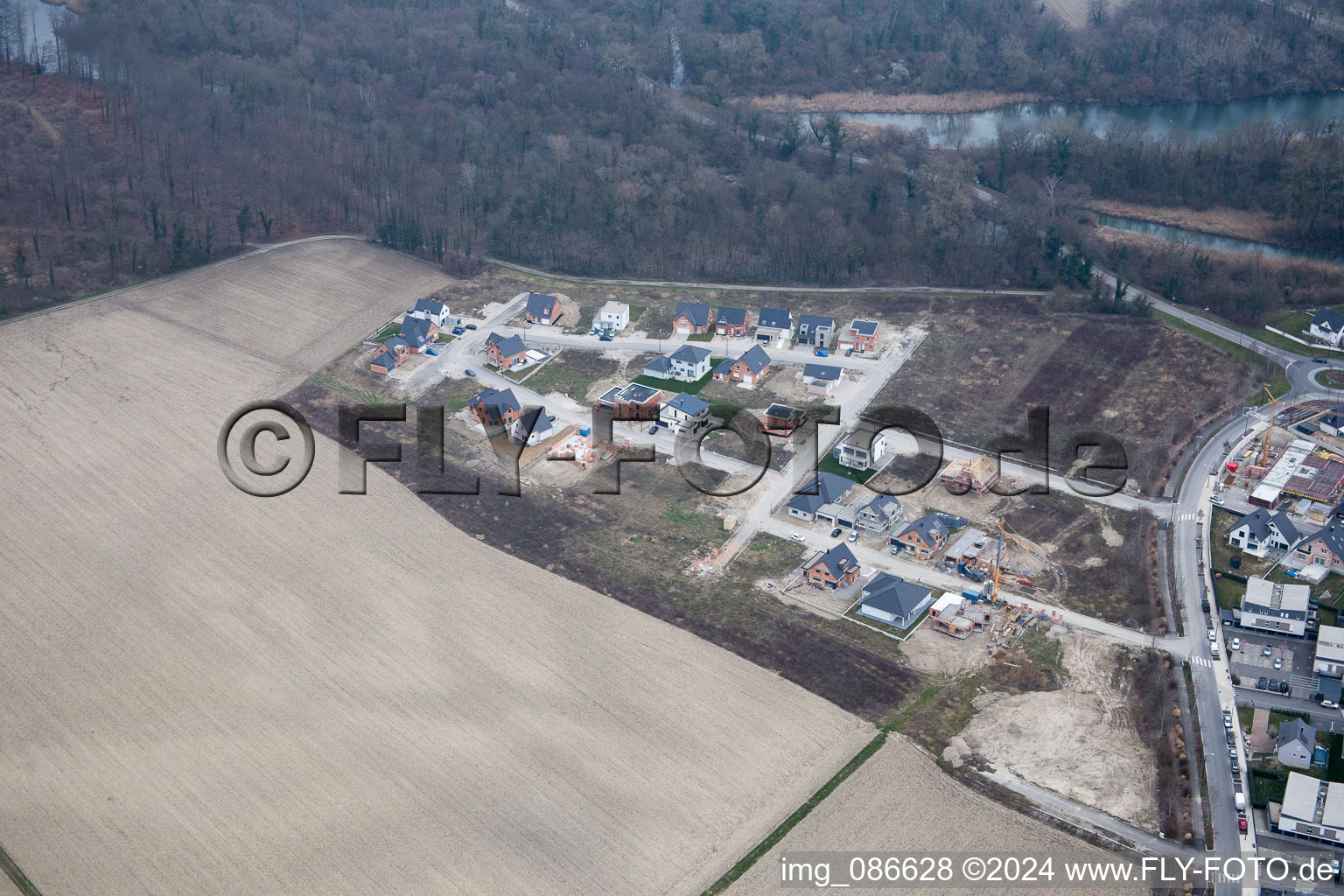 Drusenheim dans le département Bas Rhin, France d'en haut