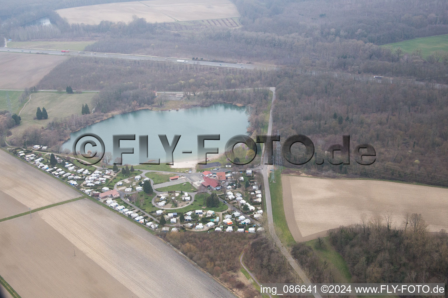 Vue oblique de Rœschwoog dans le département Bas Rhin, France