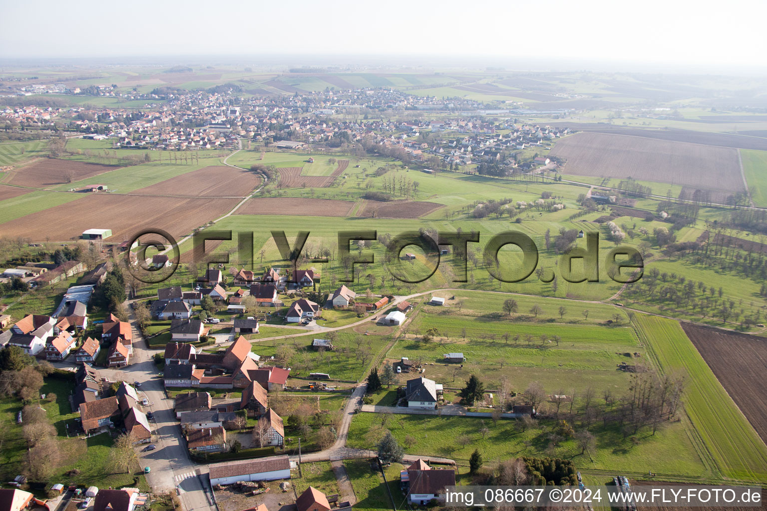 Vue aérienne de Retschwiller dans le département Bas Rhin, France