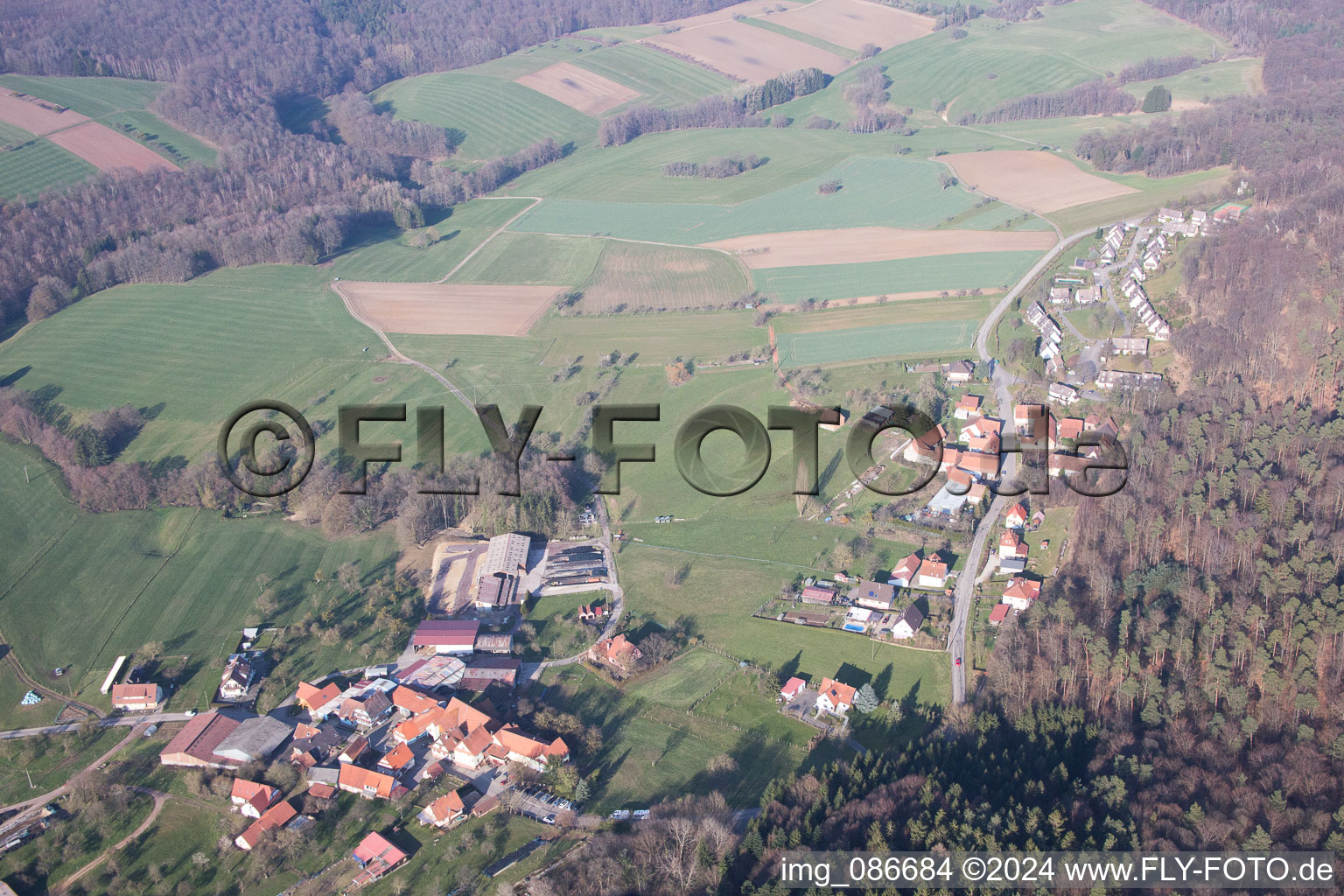 Lembach dans le département Bas Rhin, France depuis l'avion