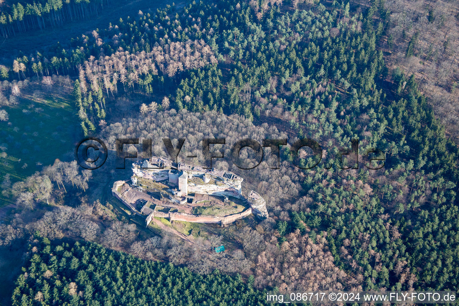 Ruines du Fleckenstein à Lembach dans le département Bas Rhin, France hors des airs