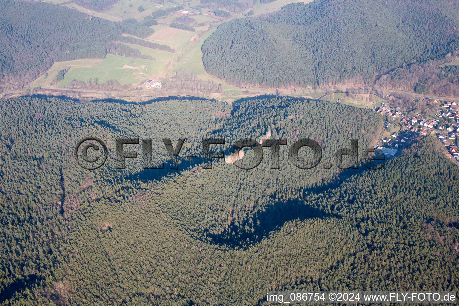 Vue oblique de Bruchweiler-Bärenbach dans le département Rhénanie-Palatinat, Allemagne