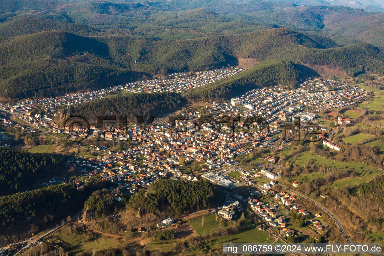 Vue oblique de Dahn dans le département Rhénanie-Palatinat, Allemagne