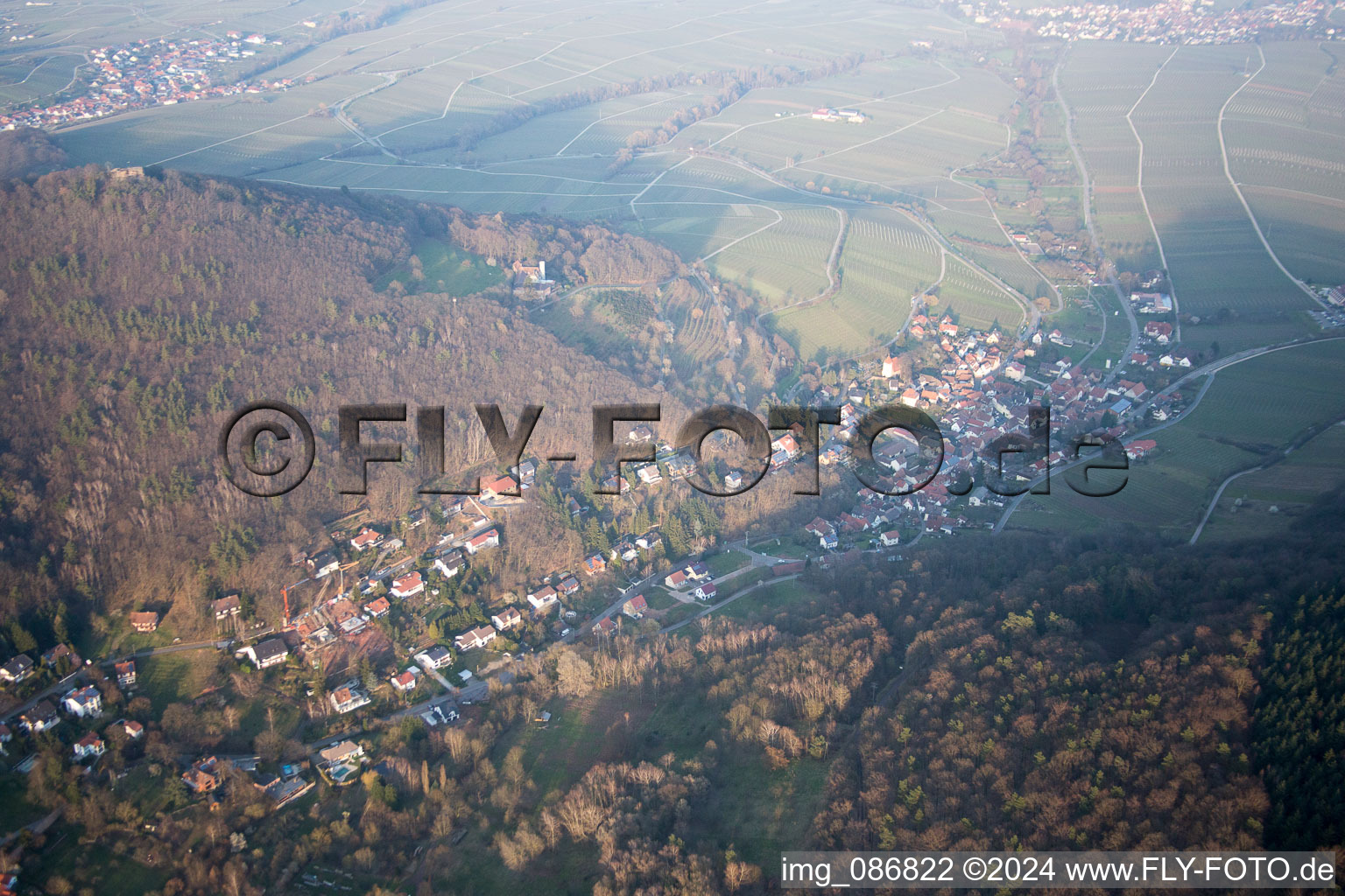 Vue aérienne de Leinsweiler dans le département Rhénanie-Palatinat, Allemagne