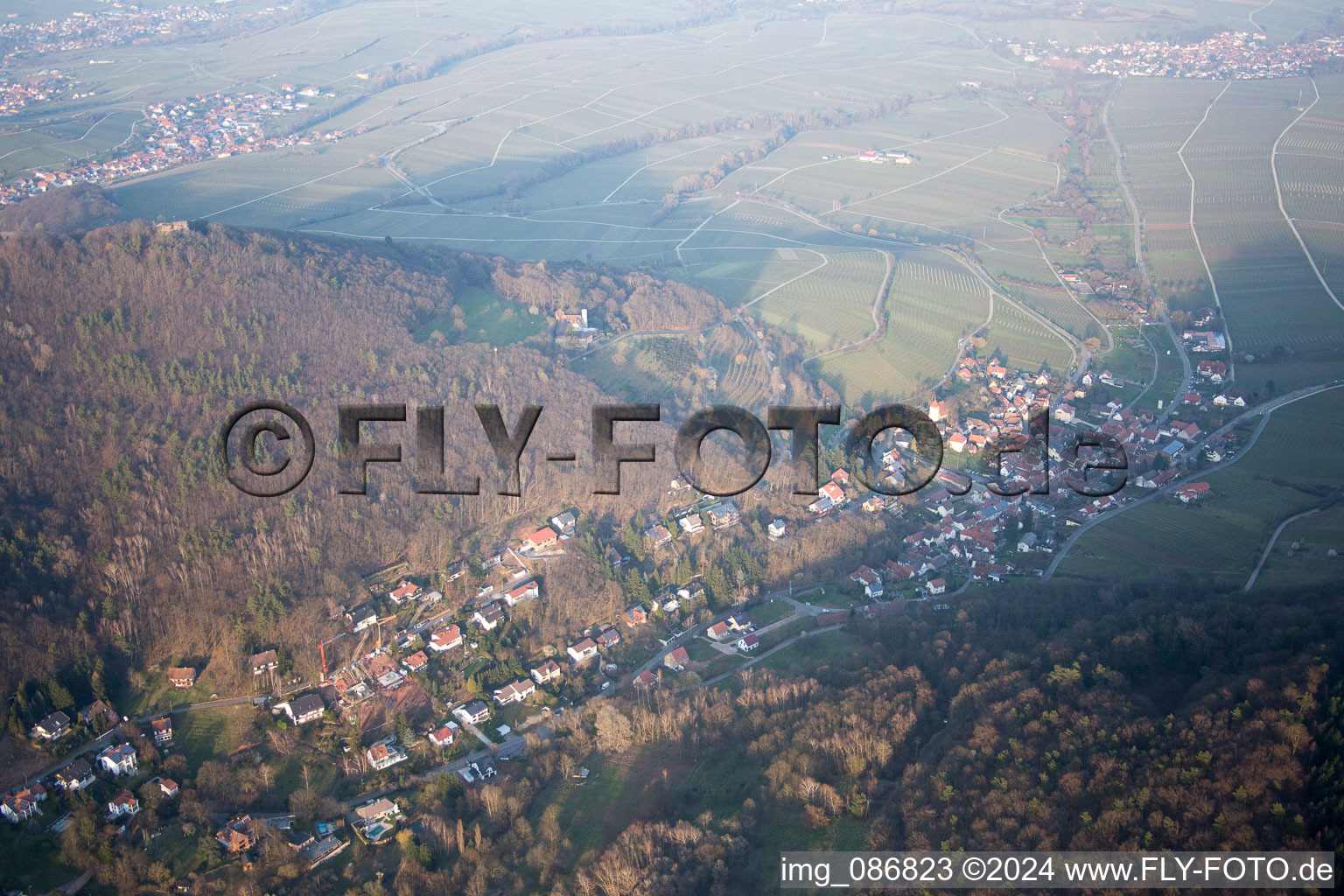 Photographie aérienne de Leinsweiler dans le département Rhénanie-Palatinat, Allemagne