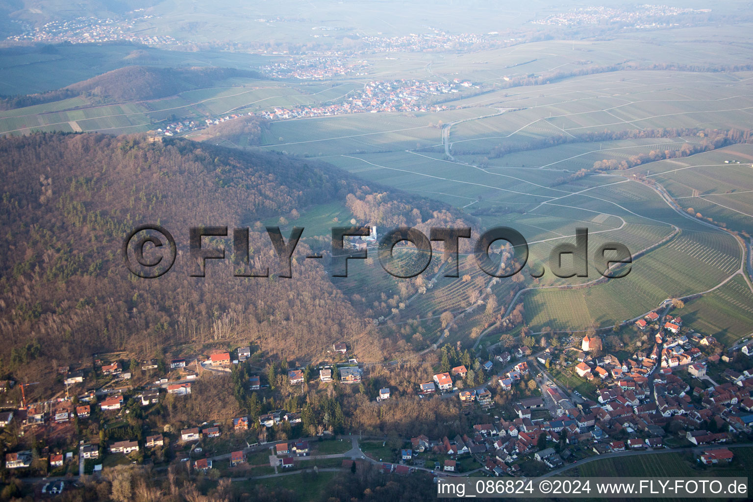 Vue oblique de Leinsweiler dans le département Rhénanie-Palatinat, Allemagne