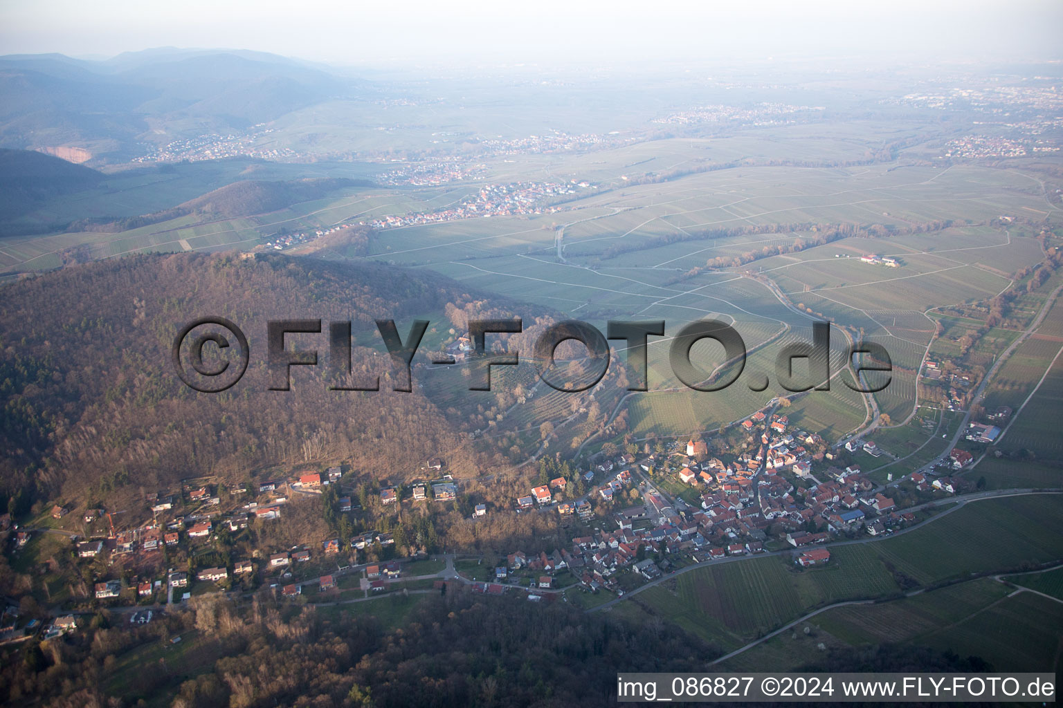 Leinsweiler dans le département Rhénanie-Palatinat, Allemagne vue d'en haut