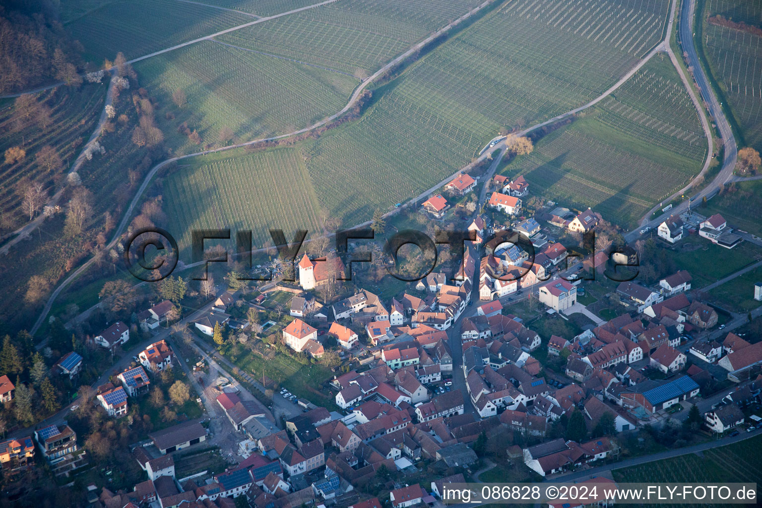 Leinsweiler dans le département Rhénanie-Palatinat, Allemagne depuis l'avion