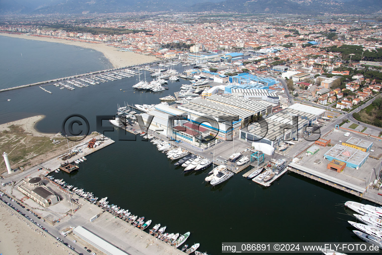 Vue aérienne de Viareggio dans le département Toscane, Italie