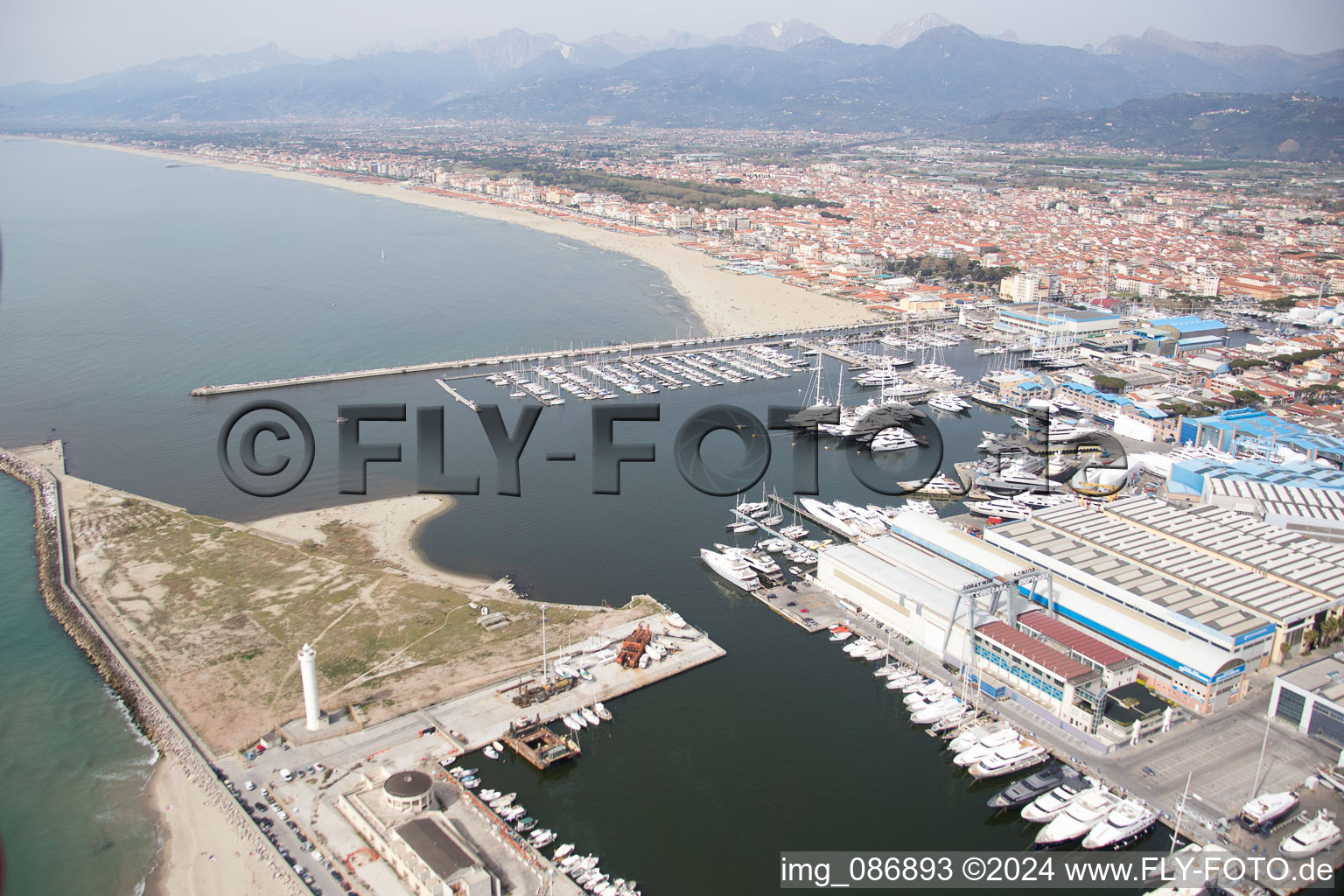 Vue oblique de Viareggio dans le département Lucca, Italie