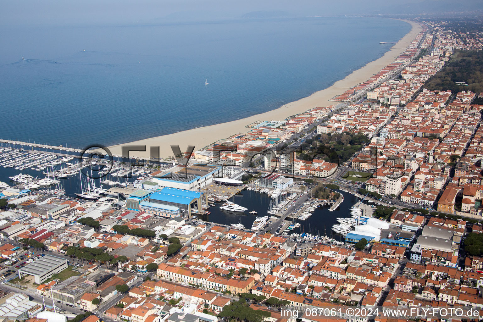 Vue aérienne de Viareggio dans le département Lucca, Italie