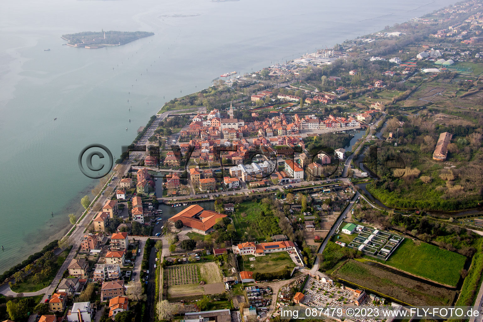 Photographie aérienne de Malamocco dans le département Vénétie, Italie