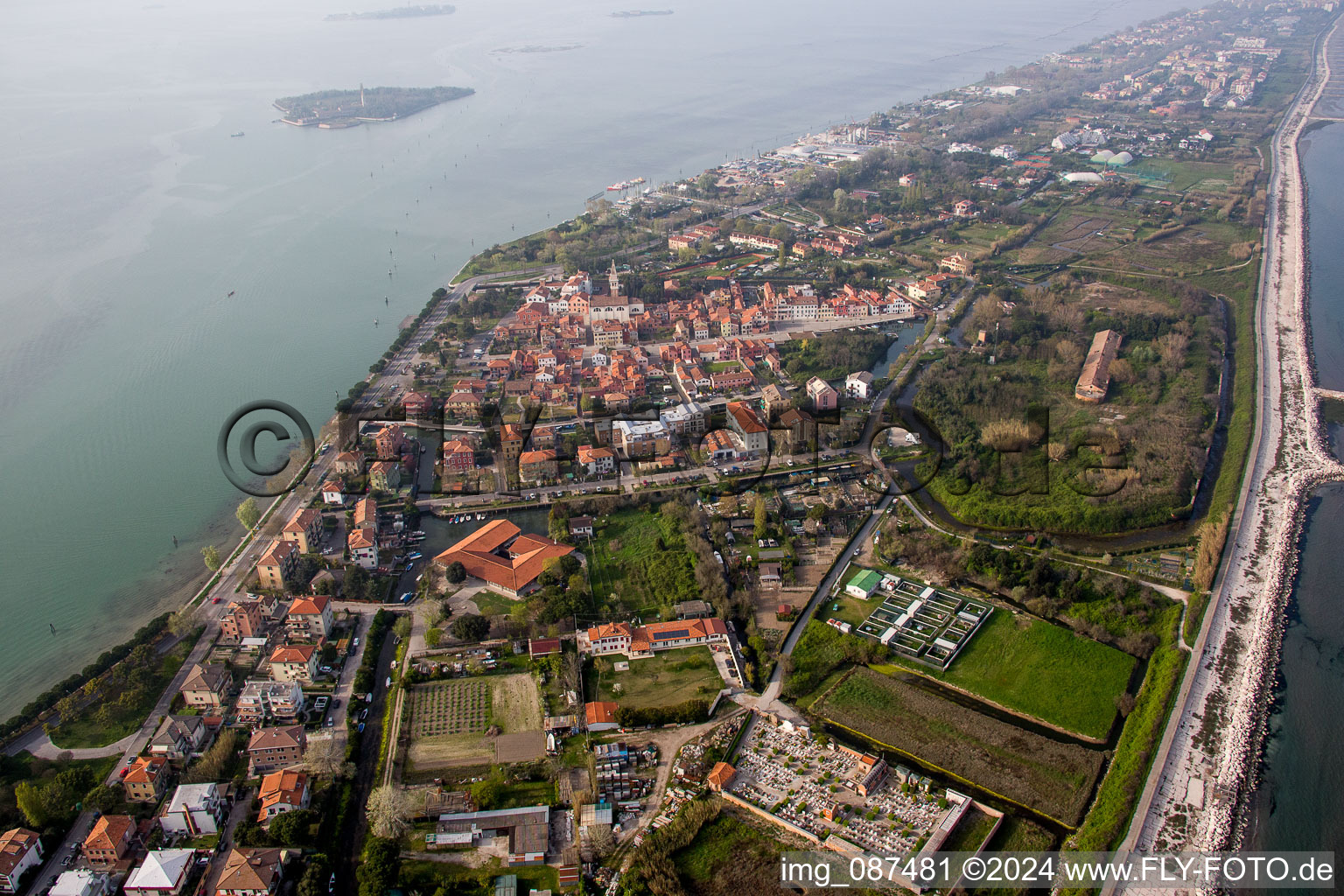 Malamocco dans le département Vénétie, Italie d'en haut