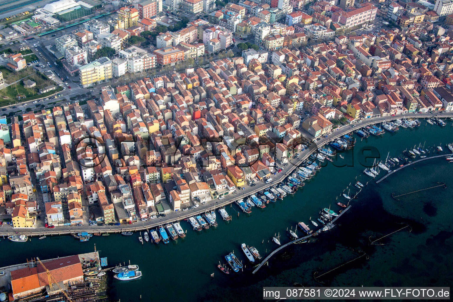 Enregistrement par drone de Chioggia dans le département Metropolitanstadt Venedig, Italie