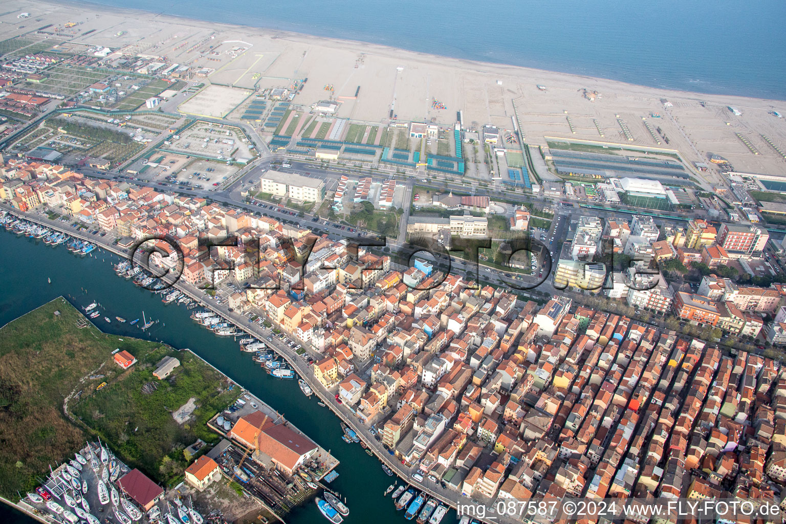 Vue aérienne de Chioggia dans le département Metropolitanstadt Venedig, Italie