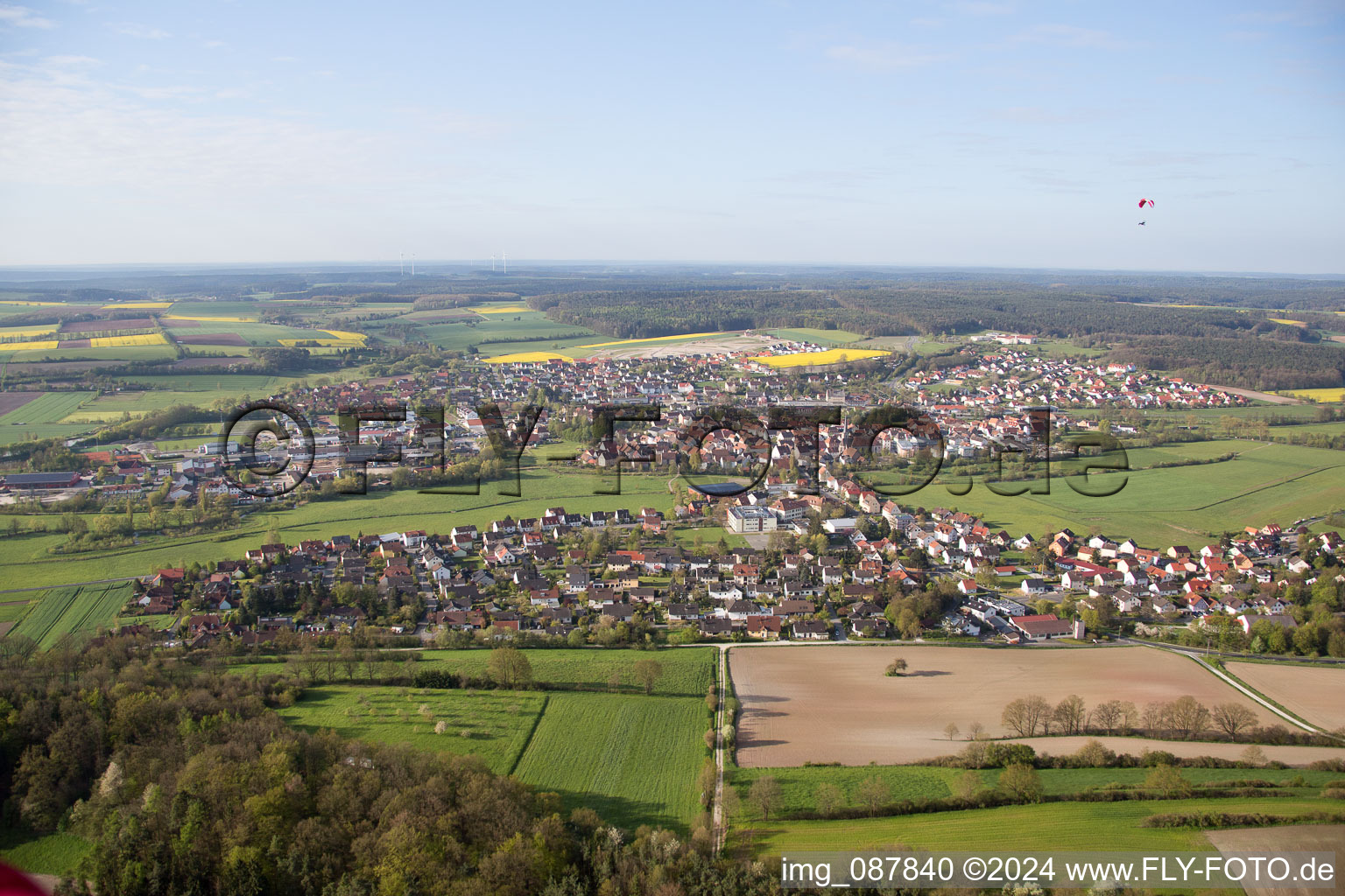 Vue aérienne de Burgebrach dans le département Bavière, Allemagne