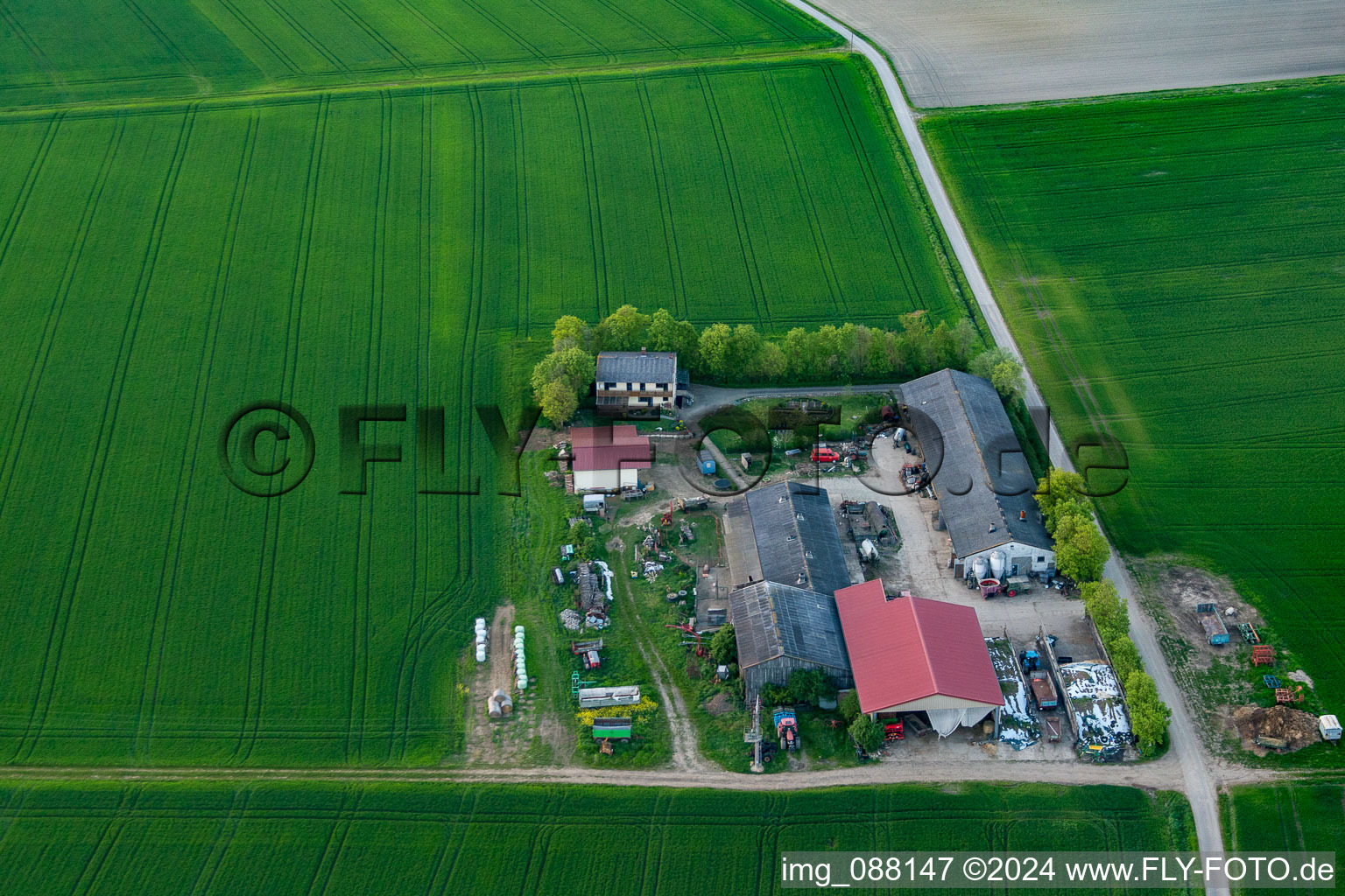 Vue oblique de Grettstadt dans le département Bavière, Allemagne