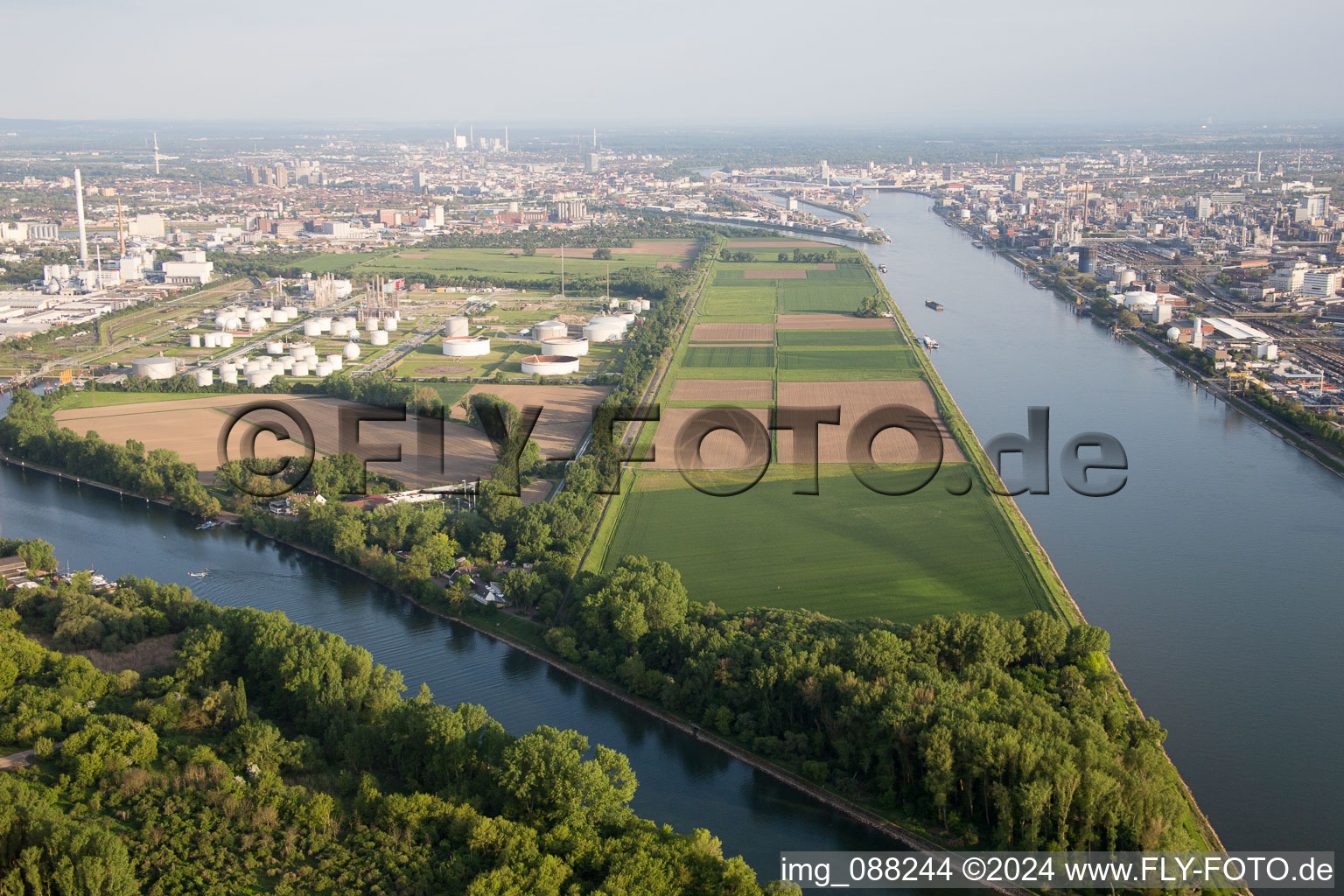 Vue aérienne de BASF Friesenheim à le quartier Neckarstadt-West in Mannheim dans le département Bade-Wurtemberg, Allemagne