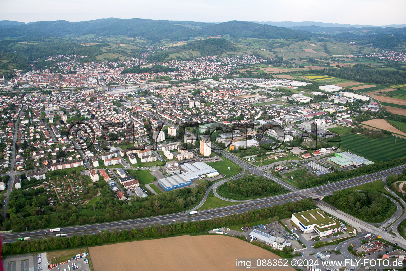 Bensheim dans le département Hesse, Allemagne d'en haut