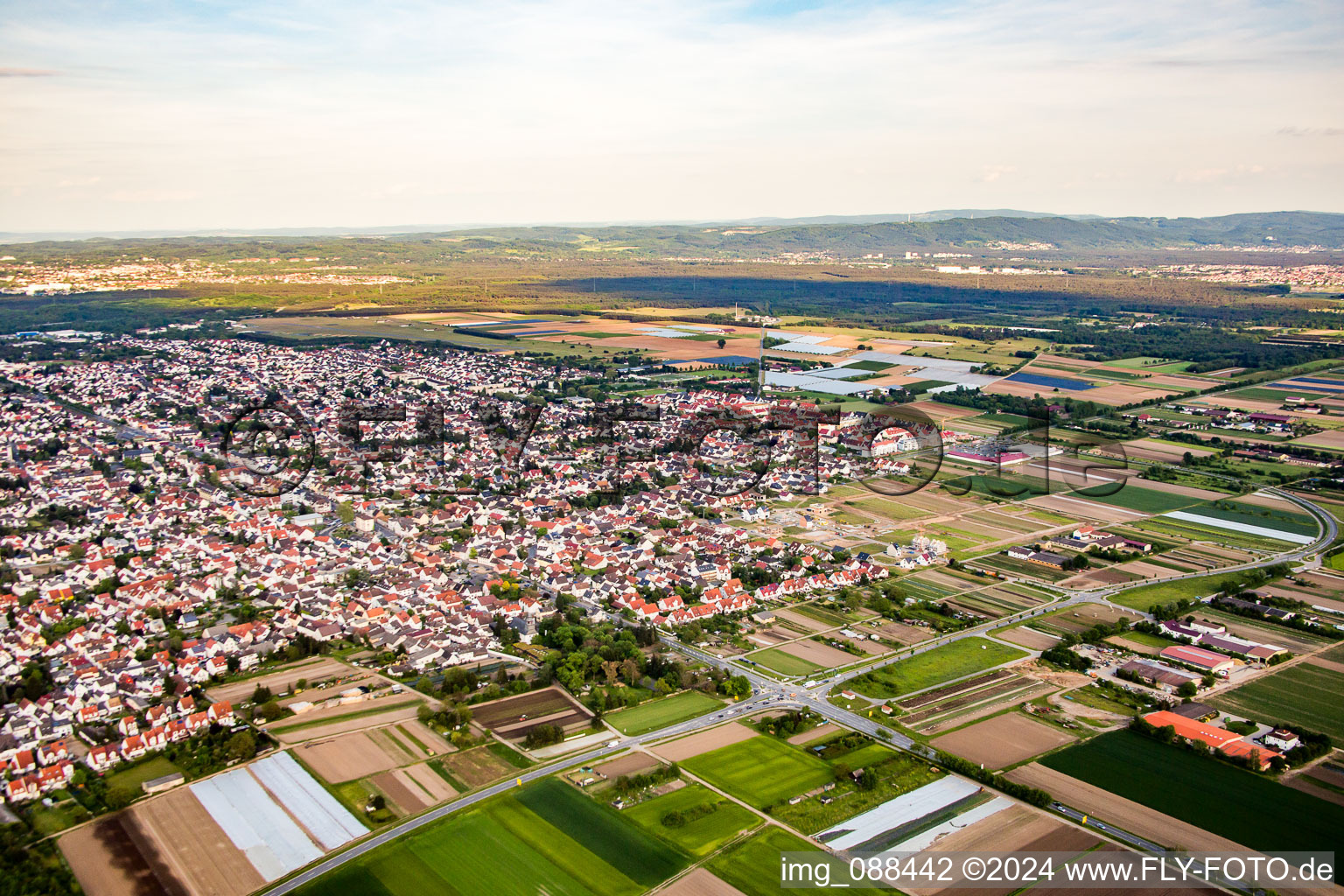 Vue aérienne de Du nord-ouest à Griesheim dans le département Hesse, Allemagne