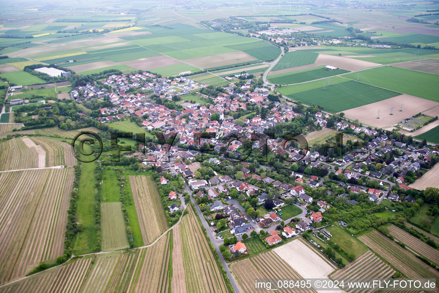 Vue aérienne de Dexheim dans le département Rhénanie-Palatinat, Allemagne