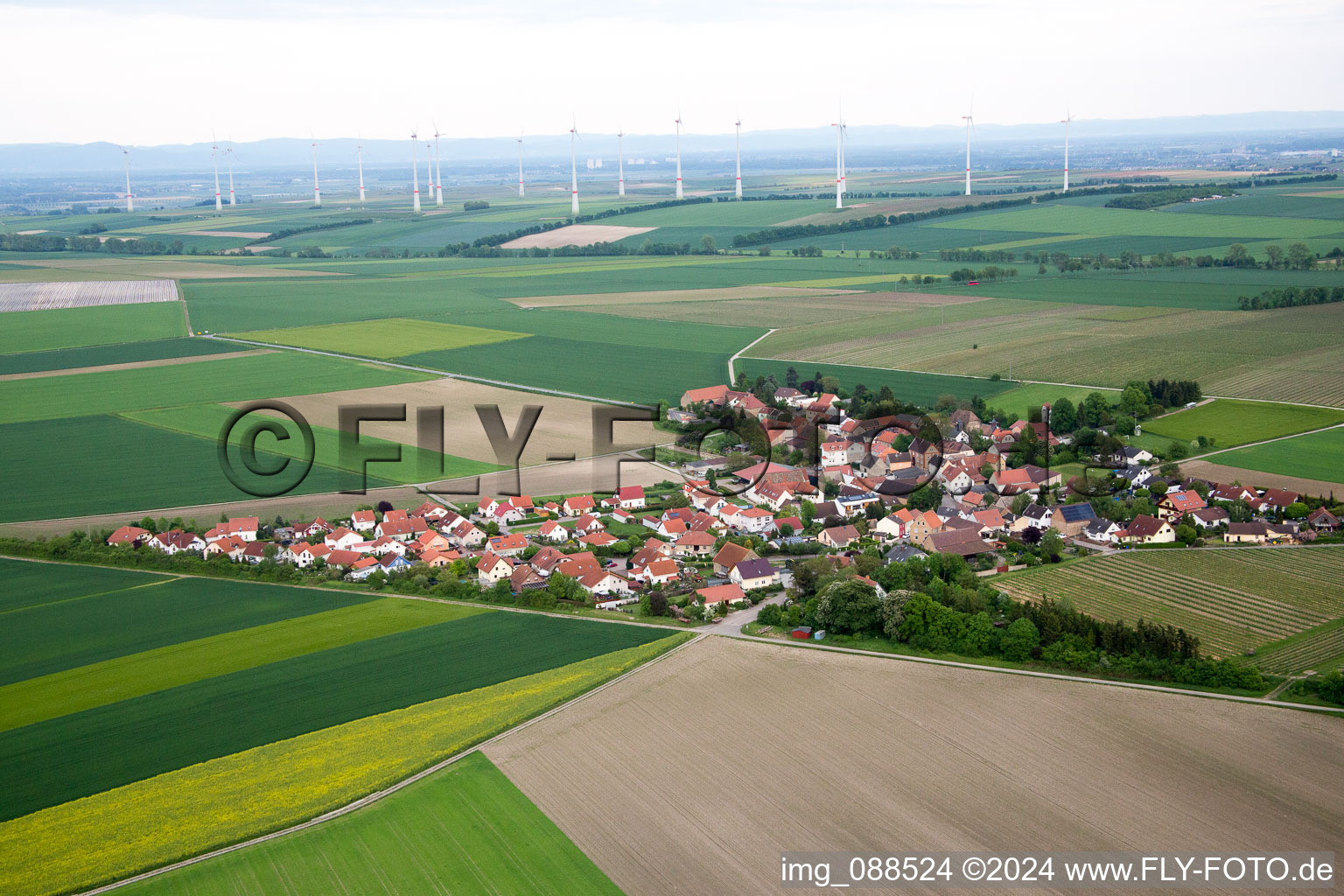 Vue aérienne de Frettenheim dans le département Rhénanie-Palatinat, Allemagne