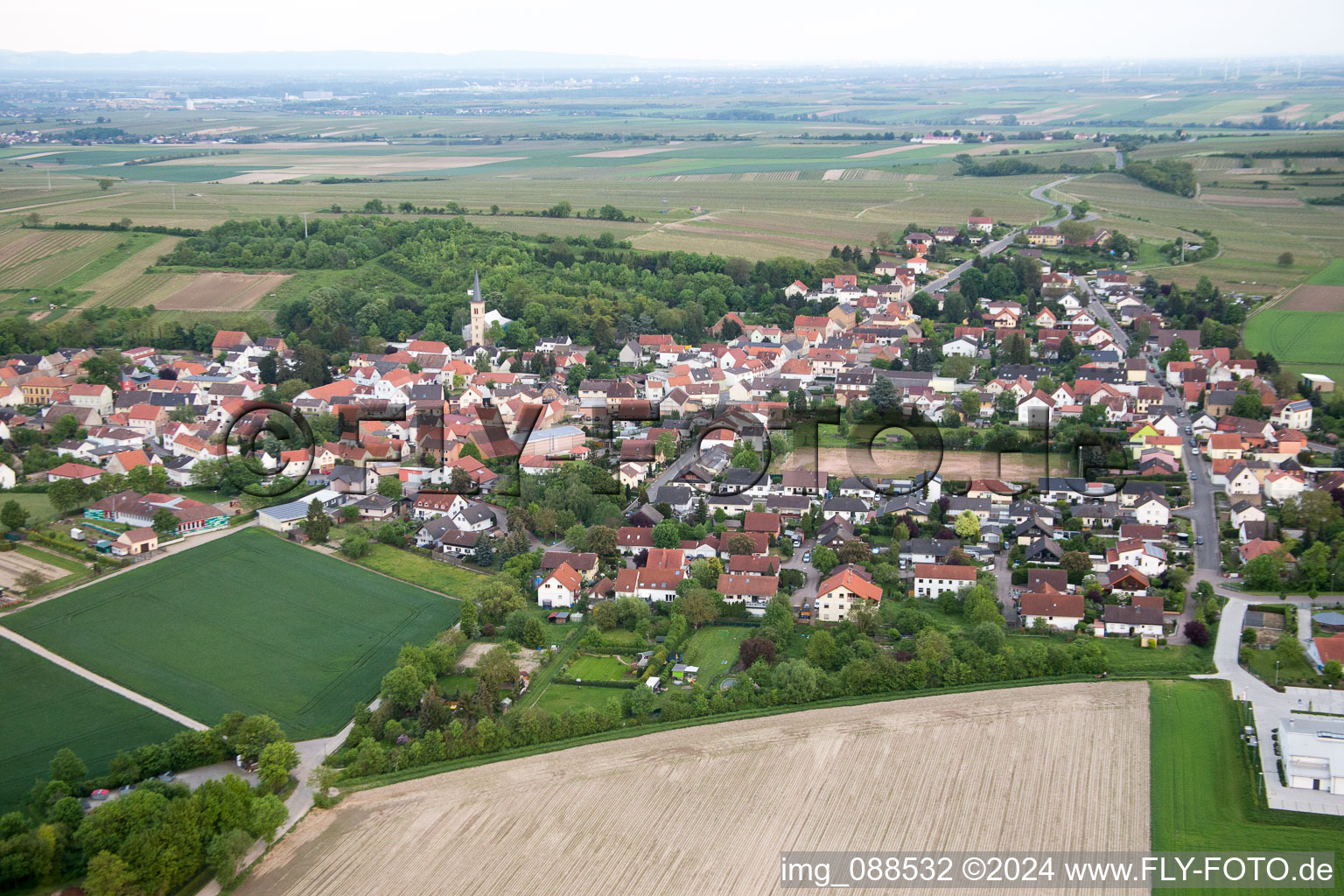 Vue oblique de Quartier Heßloch in Dittelsheim-Heßloch dans le département Rhénanie-Palatinat, Allemagne