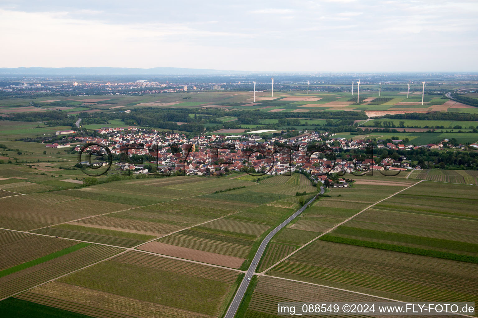 Vue aérienne de Quartier Abenheim in Worms dans le département Rhénanie-Palatinat, Allemagne