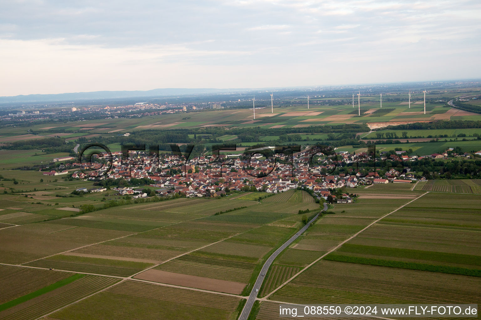 Vue aérienne de Quartier Abenheim in Worms dans le département Rhénanie-Palatinat, Allemagne