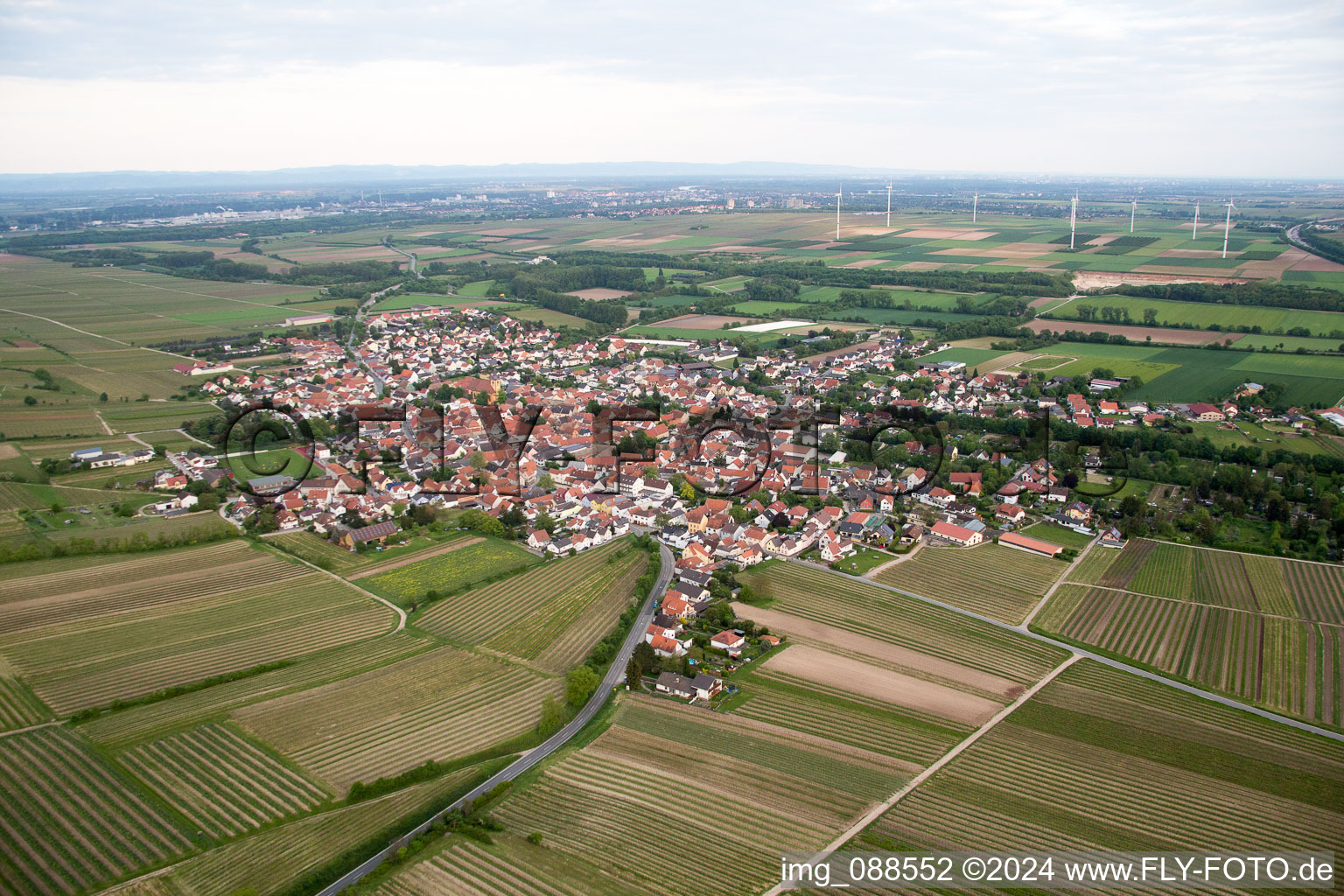 Vue oblique de Quartier Abenheim in Worms dans le département Rhénanie-Palatinat, Allemagne