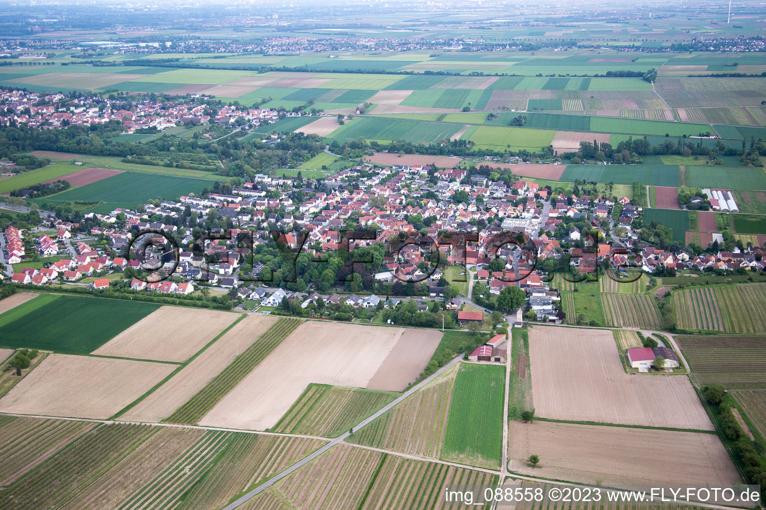 Vue aérienne de Quartier Leiselheim in Worms dans le département Rhénanie-Palatinat, Allemagne