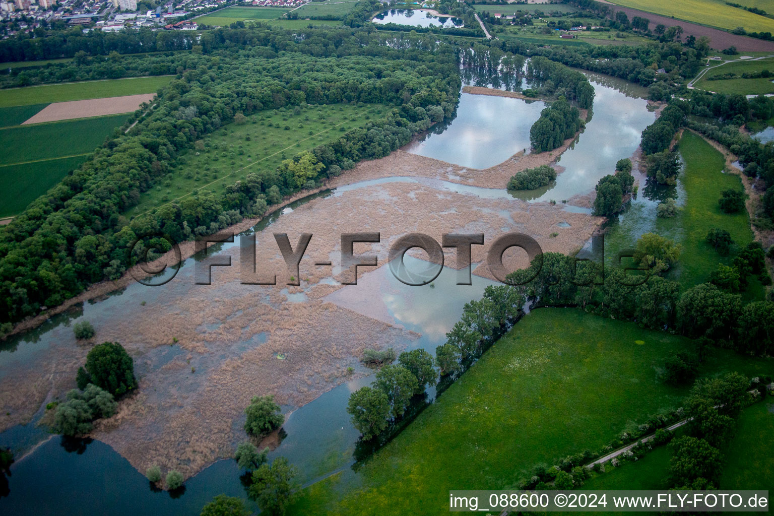 Vue aérienne de Lampertheim Vieux Rhin à Lampertheim dans le département Hesse, Allemagne