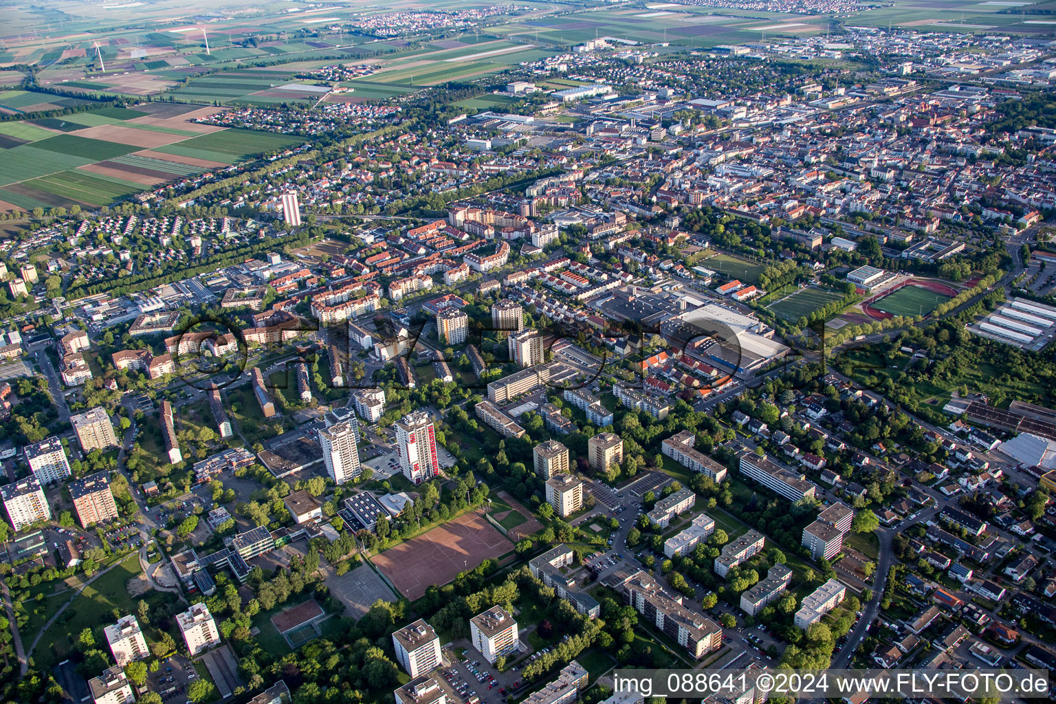 Photographie aérienne de Frankenthal dans le département Rhénanie-Palatinat, Allemagne