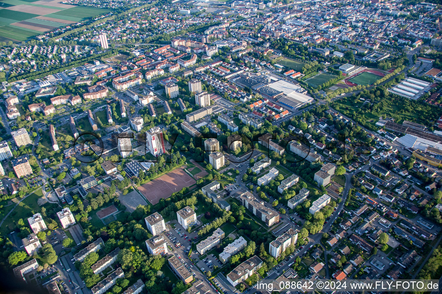 Vue oblique de Frankenthal dans le département Rhénanie-Palatinat, Allemagne