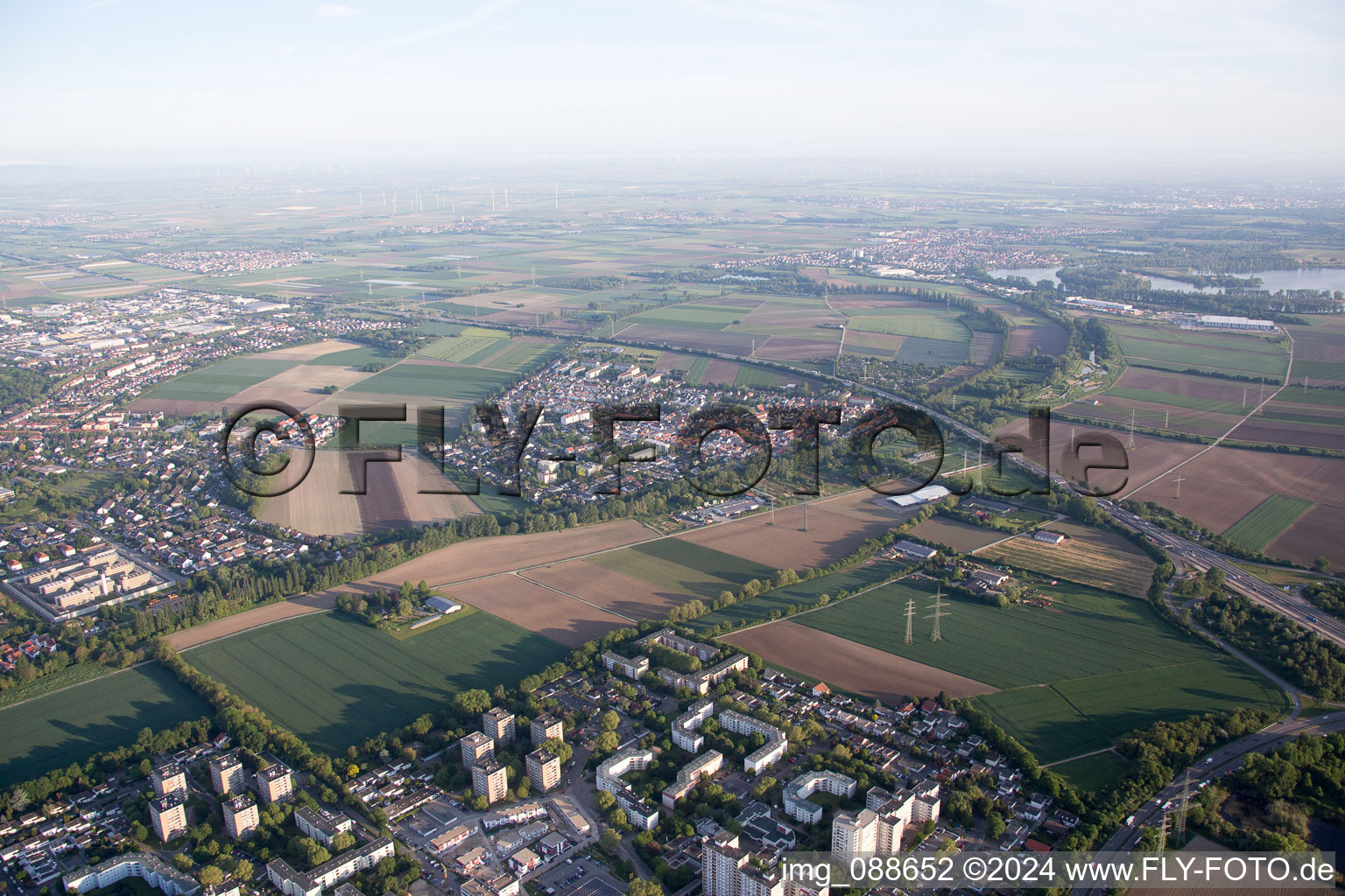 Vue aérienne de Quartier Mörsch in Frankenthal dans le département Rhénanie-Palatinat, Allemagne