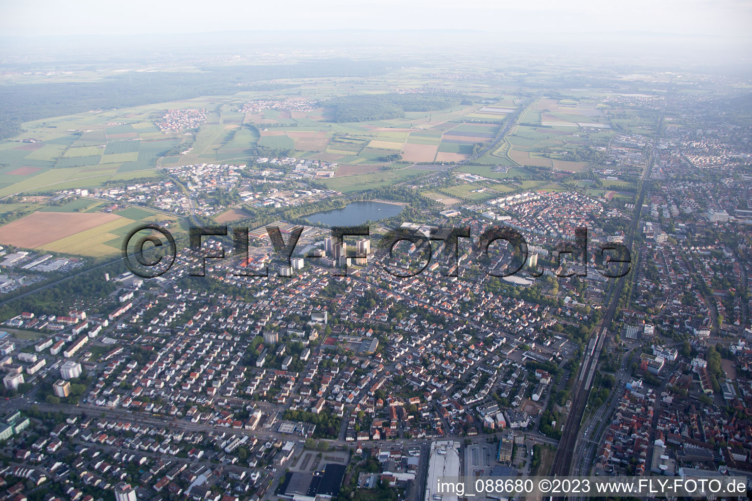 Vue d'oiseau de Bensheim dans le département Hesse, Allemagne