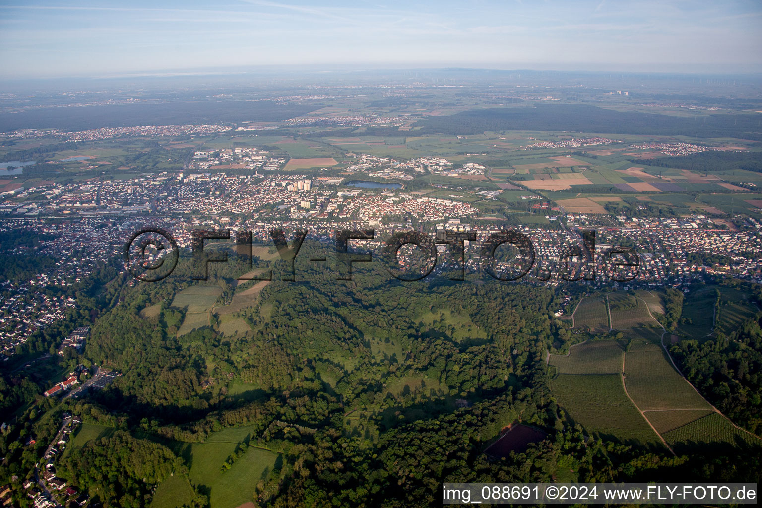 Photographie aérienne de De l'est à le quartier Auerbach in Bensheim dans le département Hesse, Allemagne