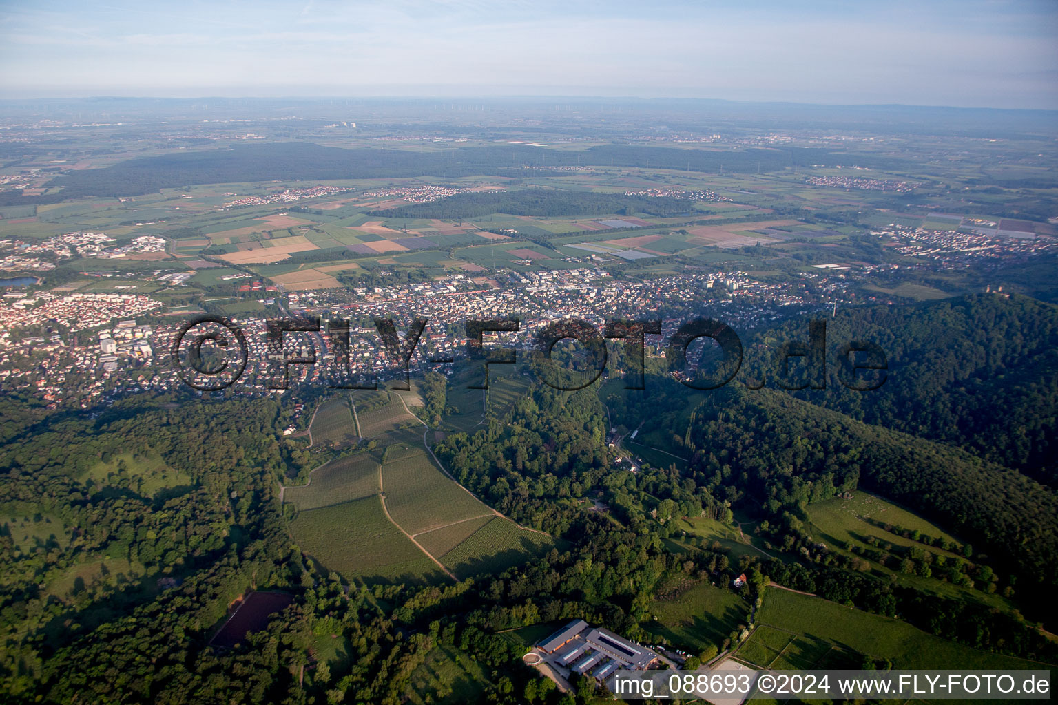 De l'est à le quartier Auerbach in Bensheim dans le département Hesse, Allemagne d'en haut