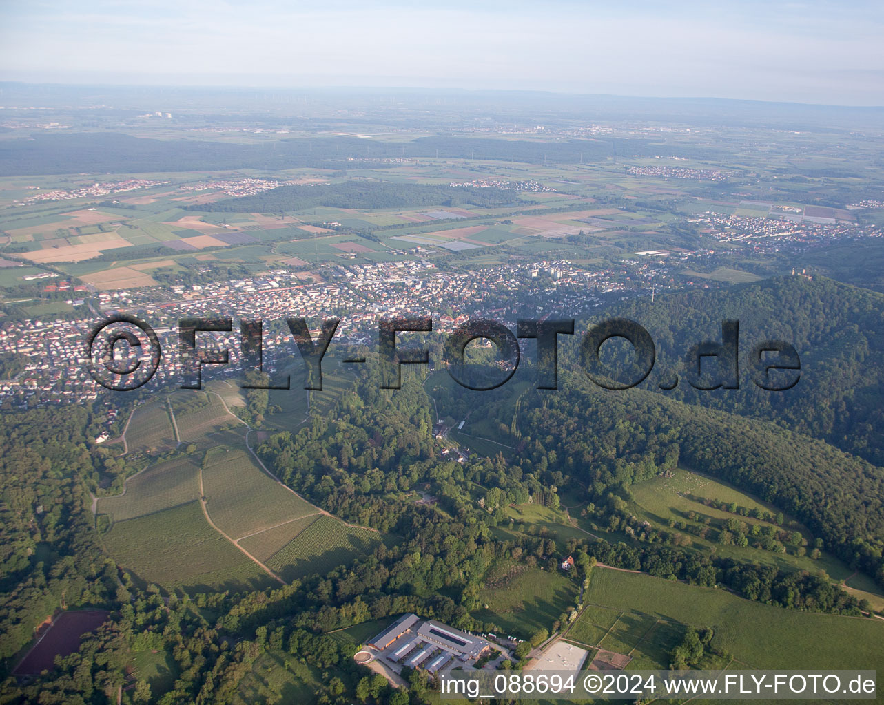 De l'est à le quartier Auerbach in Bensheim dans le département Hesse, Allemagne vue d'en haut