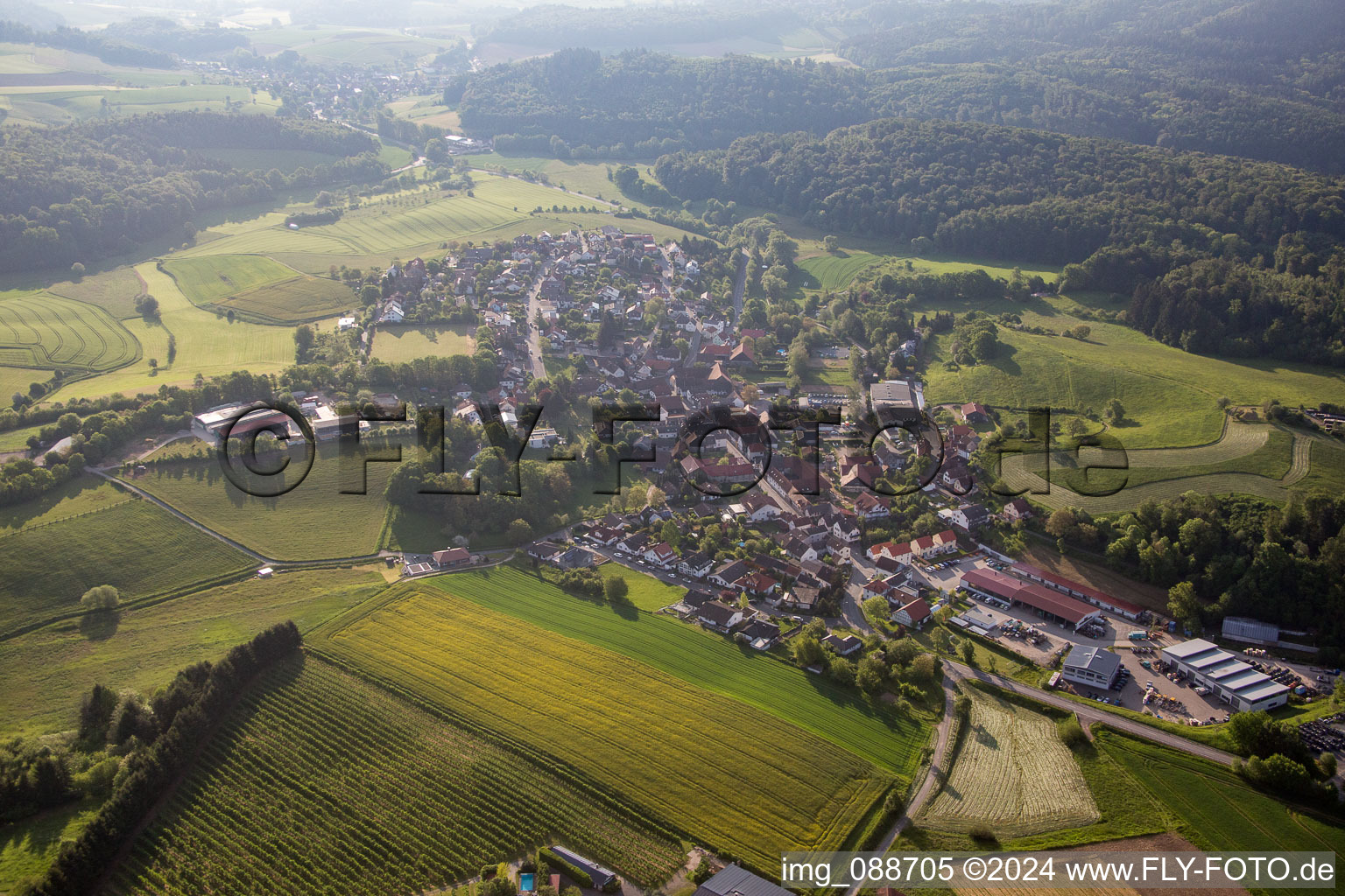 Vue aérienne de Asbach dans le département Hesse, Allemagne