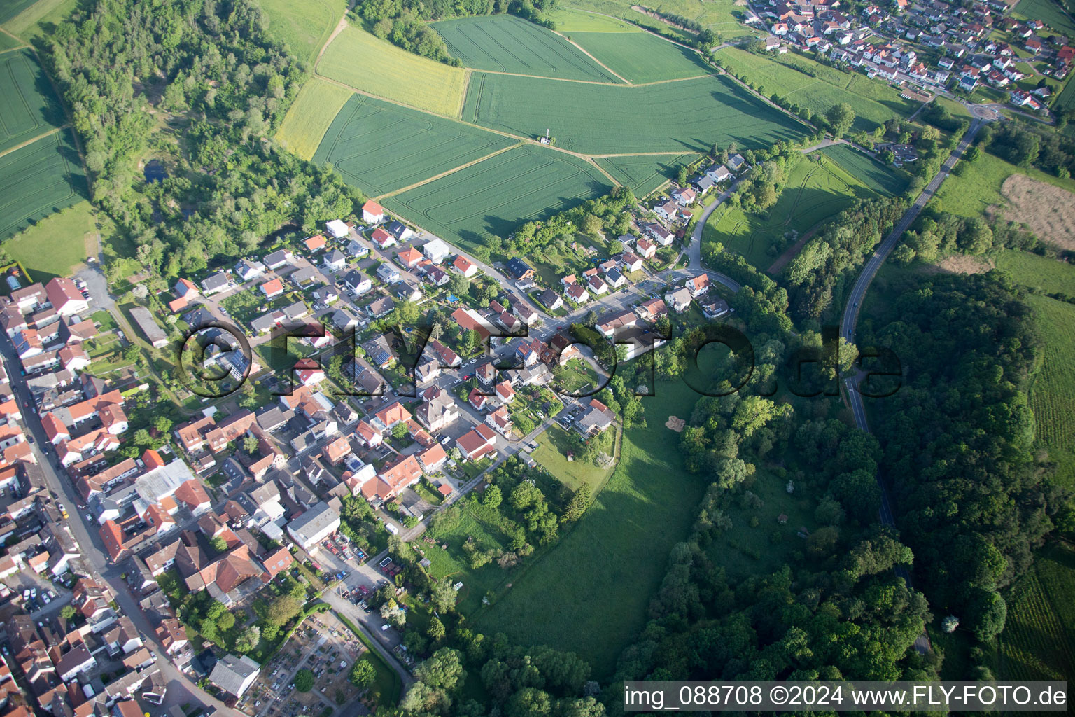 Vue aérienne de Ober-Ramstadt, Wembach à Wembach dans le département Hesse, Allemagne