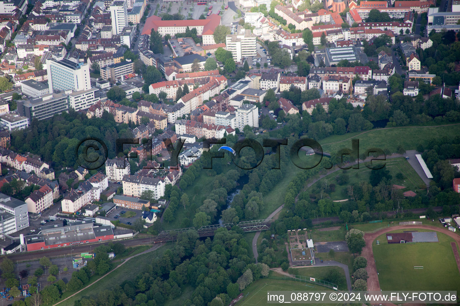 Hanau dans le département Hesse, Allemagne depuis l'avion