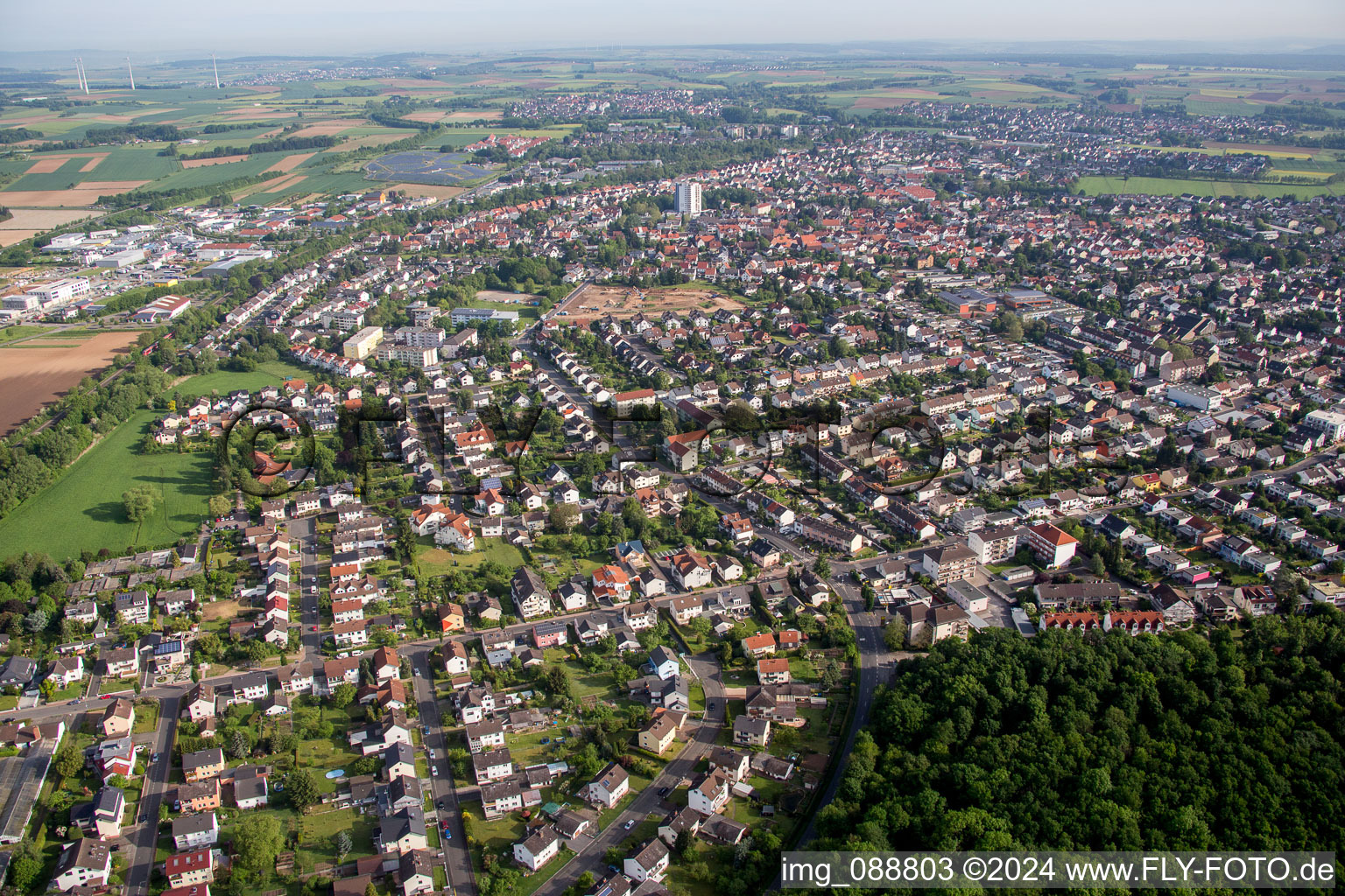 Vue aérienne de Bruchköbel dans le département Hesse, Allemagne