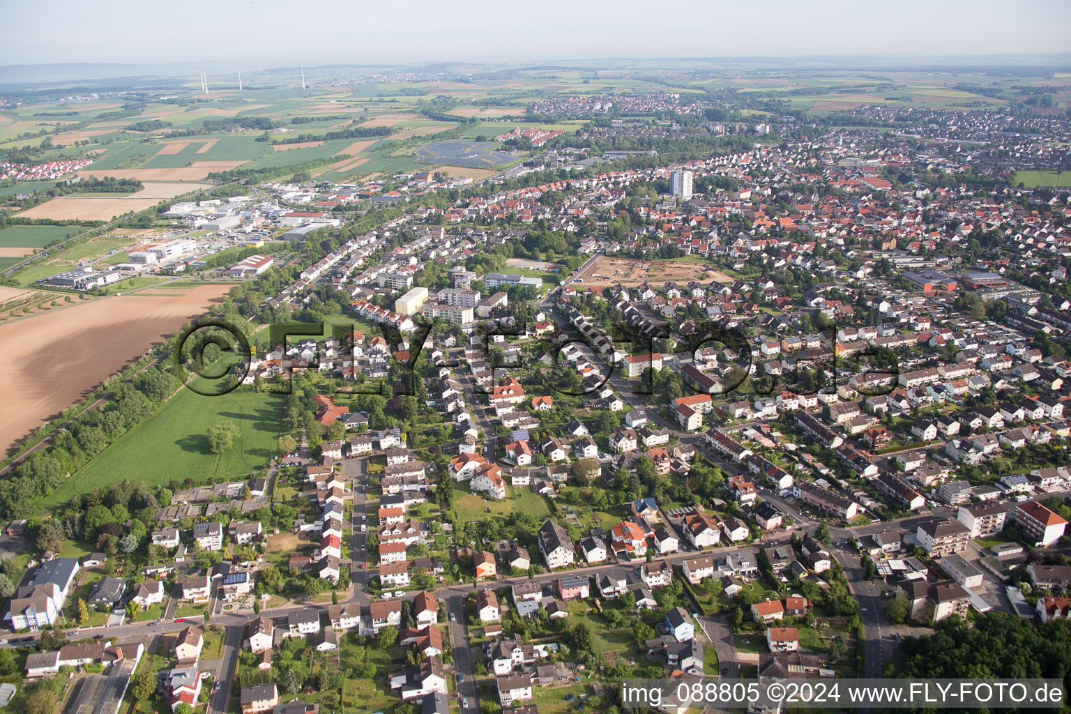 Vue aérienne de Bruchköbel dans le département Hesse, Allemagne