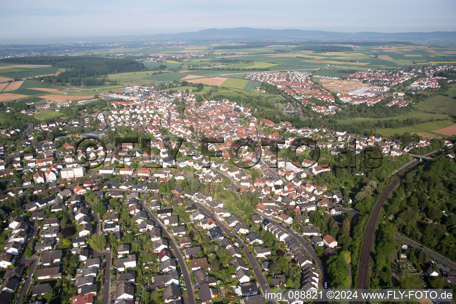 Vue oblique de Quartier Windecken in Nidderau dans le département Hesse, Allemagne