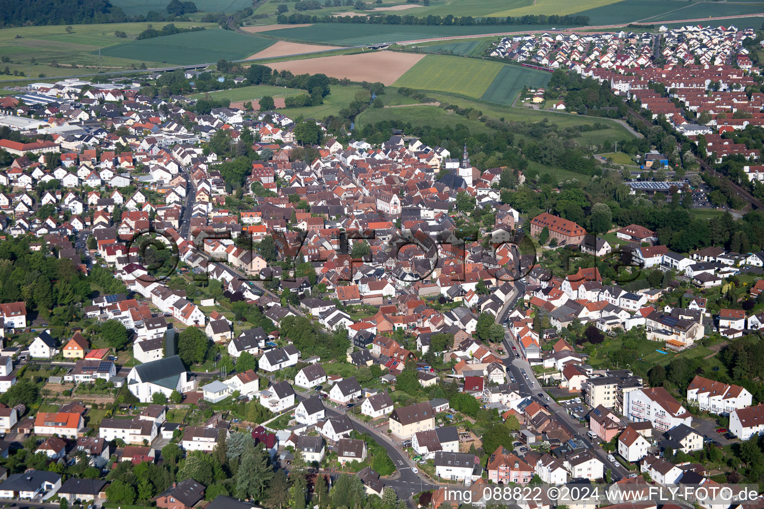 Quartier Windecken in Nidderau dans le département Hesse, Allemagne d'en haut