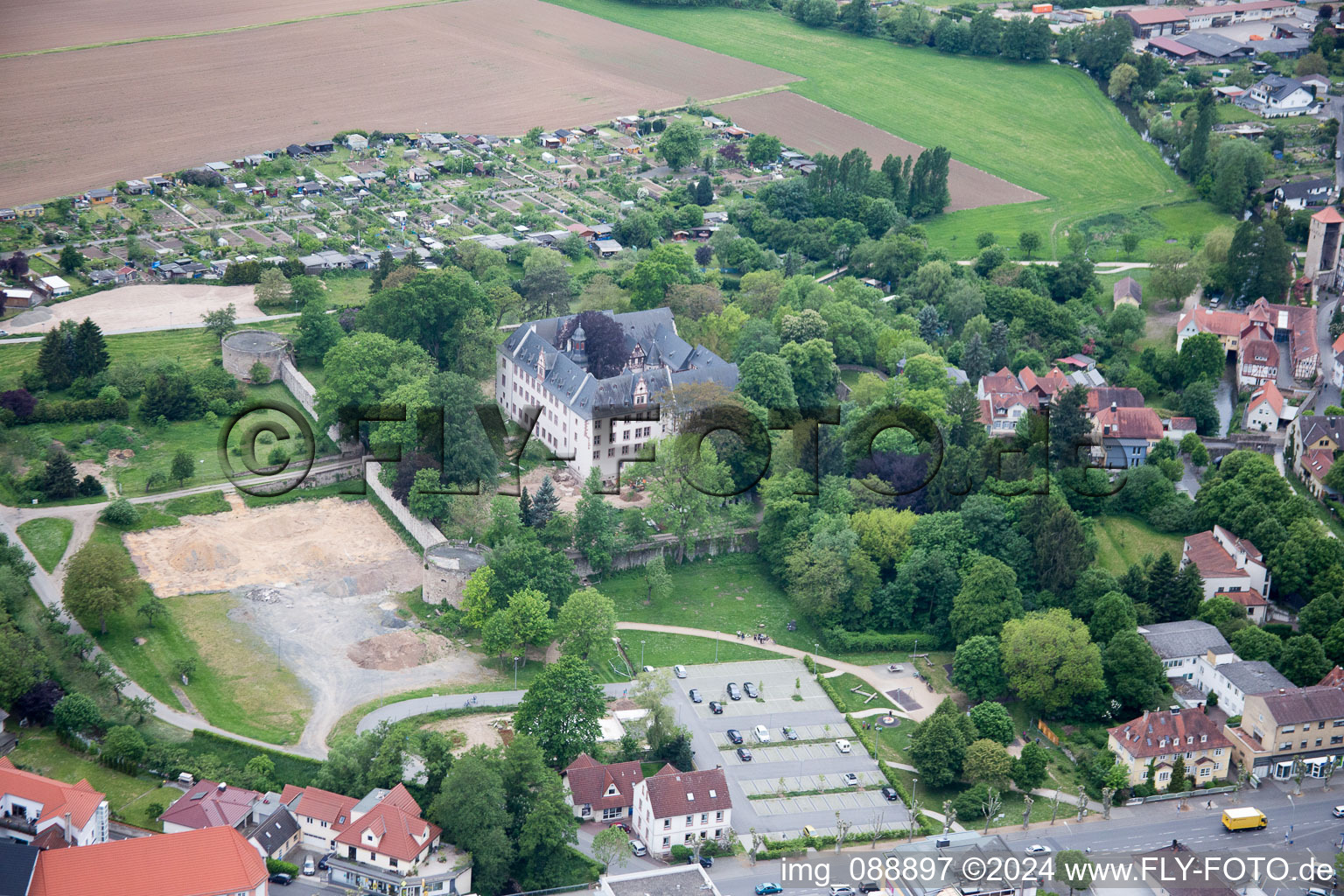 Vue aérienne de Verrouiller Babenhausen à Babenhausen dans le département Hesse, Allemagne