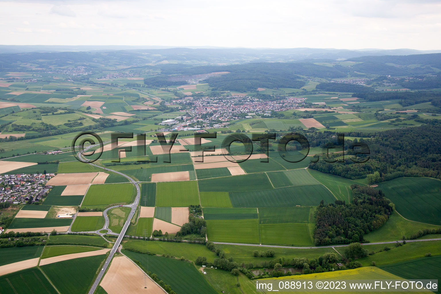 Vue aérienne de Groß-Bieberau dans le département Hesse, Allemagne